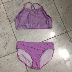 Purple shiny swimsuit for girls